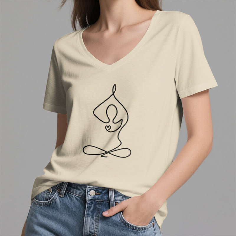 T-shirt de yoga et de méditation Olivenorma Focus Balance à col en V - image 16