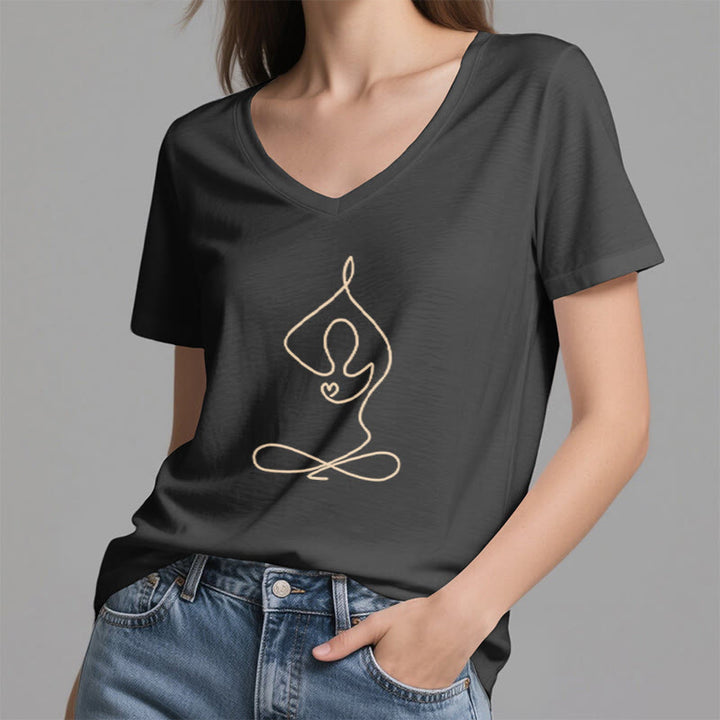 T-shirt de yoga et de méditation Olivenorma Focus Balance à col en V - image 8