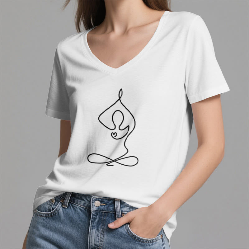 T-shirt de yoga et de méditation Olivenorma Focus Balance à col en V - image 4