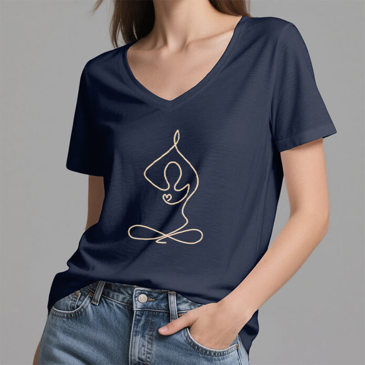 T-shirt de yoga et de méditation Olivenorma Focus Balance à col en V - image 1