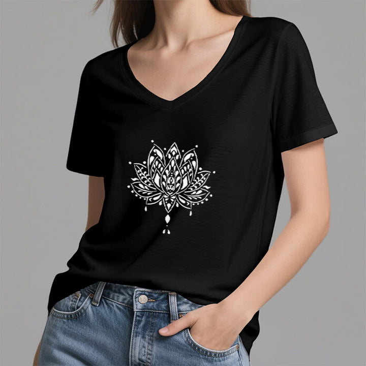 T-shirt de yoga et de méditation Olivenorma Mandala Energy Harmony à col en V - image 6