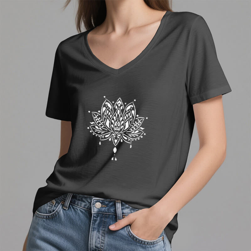 T-shirt de yoga et de méditation Olivenorma Mandala Energy Harmony à col en V - image 8