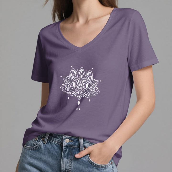 T-shirt de yoga et de méditation Olivenorma Mandala Energy Harmony à col en V en coton - image 10
