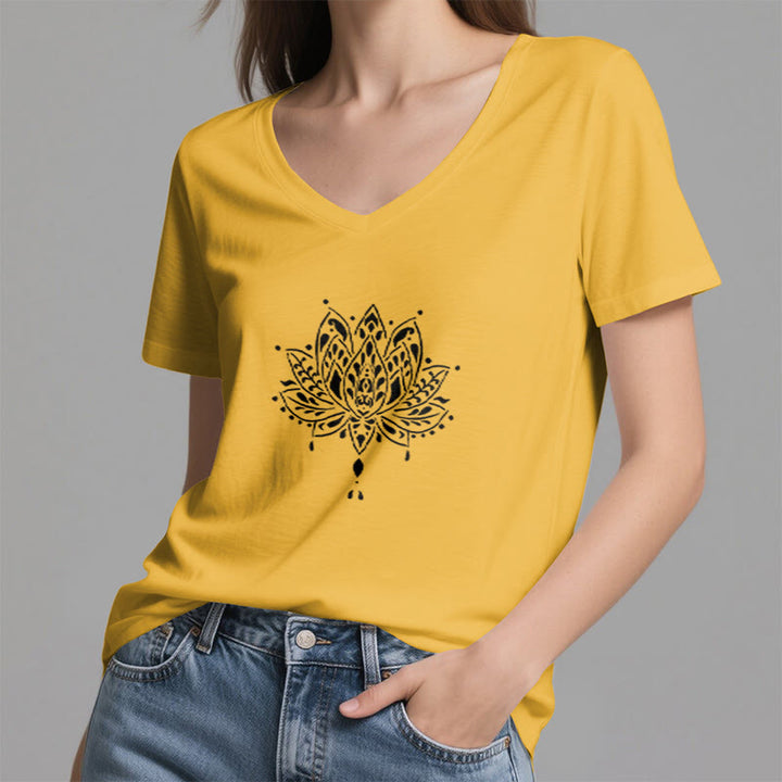 T-shirt de yoga et de méditation Olivenorma Mandala Energy Harmony à col en V - image 24