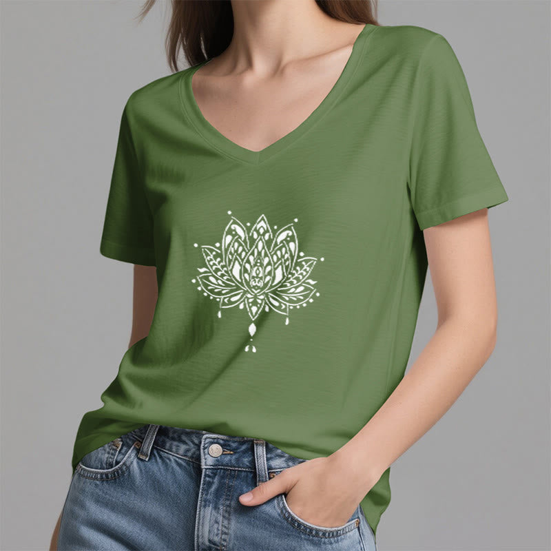 T-shirt de yoga et de méditation Olivenorma Mandala Energy Harmony à col en V - image 20