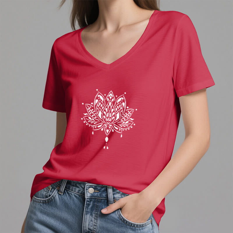 T-shirt de yoga et de méditation Olivenorma Mandala Energy Harmony à col en V - image 22
