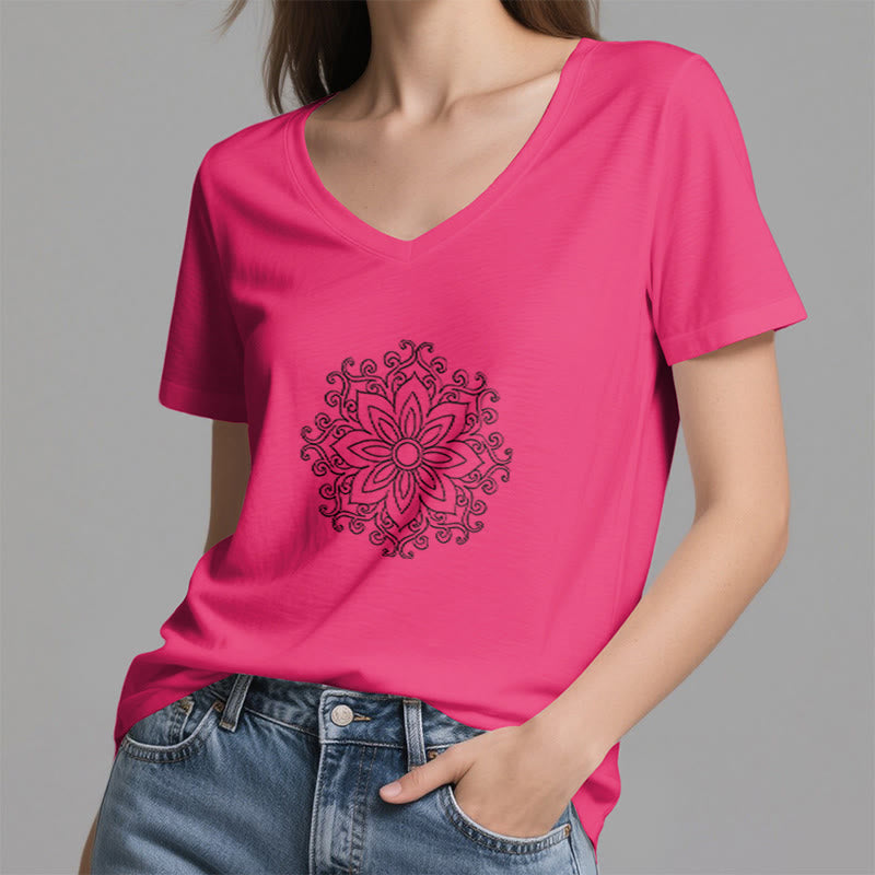 T-shirt de yoga et de méditation Olivenorma Mandala Force intérieure à col en V - image 26