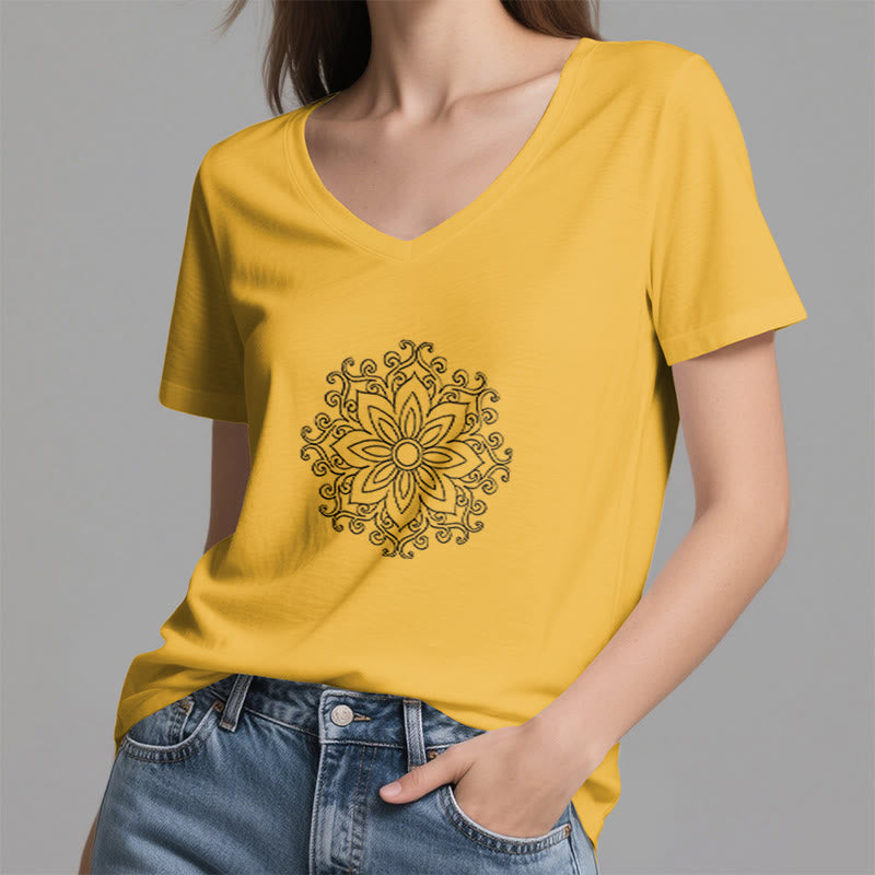 T-shirt de yoga et de méditation Olivenorma Mandala Force intérieure à col en V - image 24