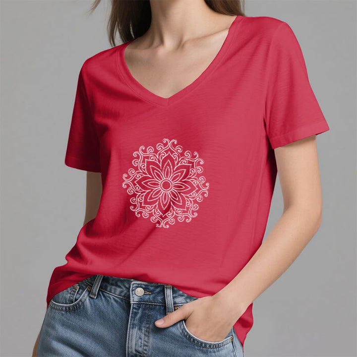 T-shirt de yoga et de méditation Olivenorma Mandala Force intérieure à col en V - image 22