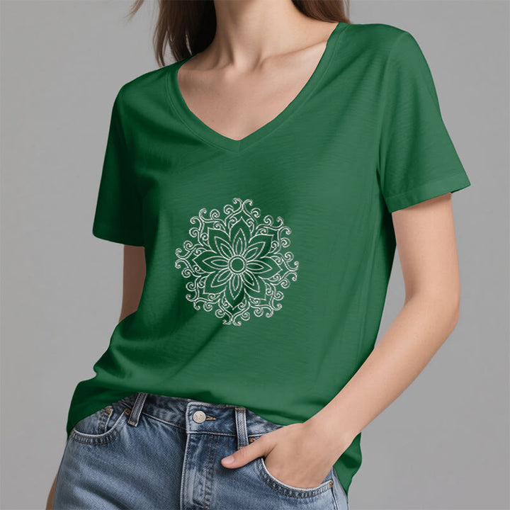 T-shirt de yoga et de méditation Olivenorma Mandala Force intérieure à col en V - image 18