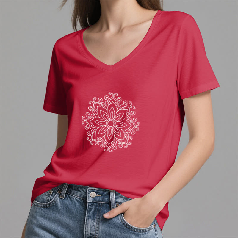 T-shirt de yoga et de méditation Olivenorma Mandala Force intérieure à col en V en coton - image 22