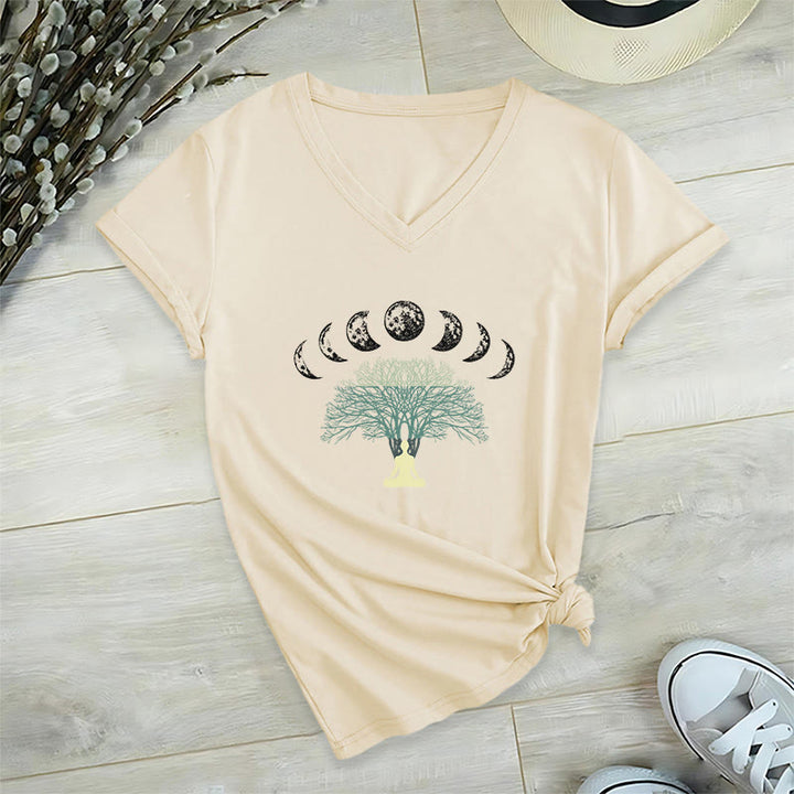 T-shirt de yoga et de méditation Olivenorma Arbre de Vie en coton à col en V - Kaki - 2XL - image 15