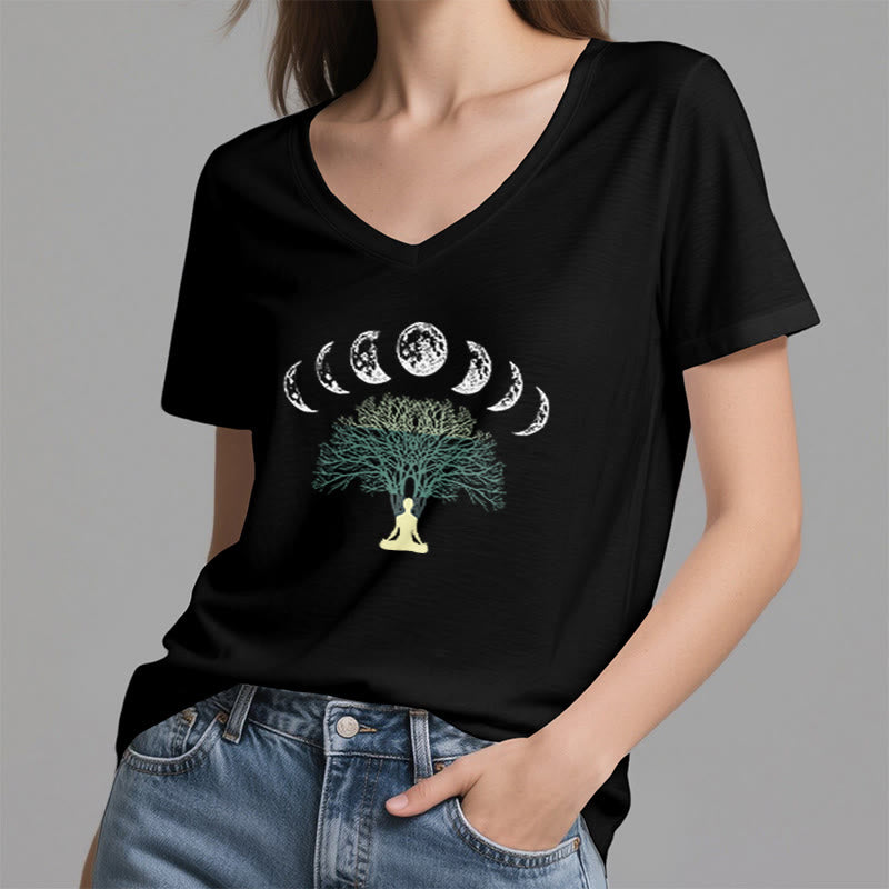 T-shirt Olivenorma Arbre de Vie à col en V pour yoga et méditation - image 6