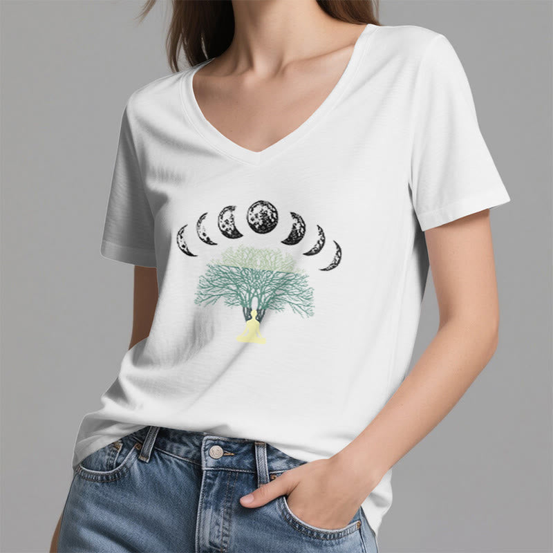 T-shirt de yoga et de méditation Olivenorma Arbre de Vie en coton à col en V - image 4