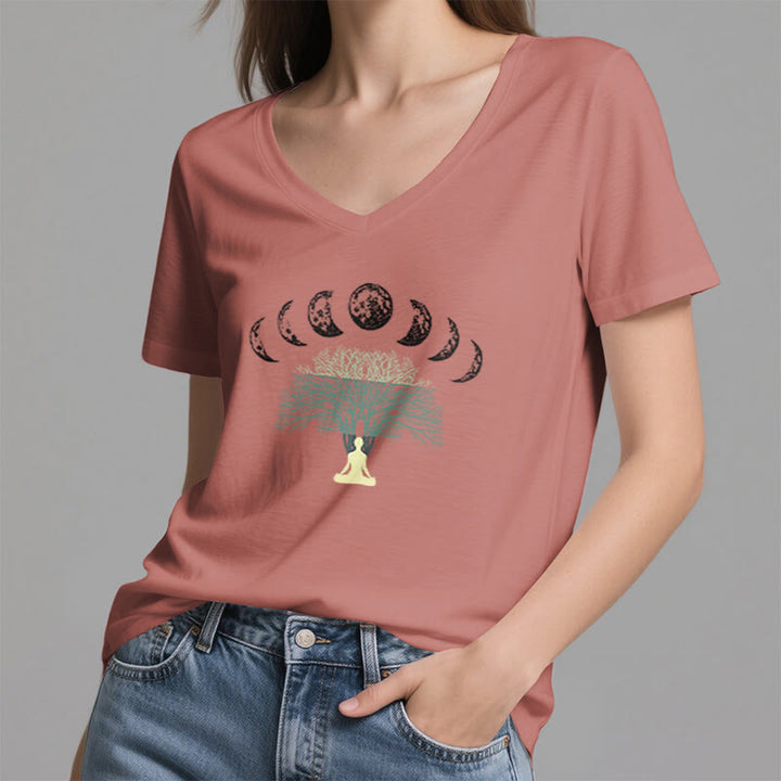 T-shirt Olivenorma Arbre de Vie à col en V pour yoga et méditation - image 12