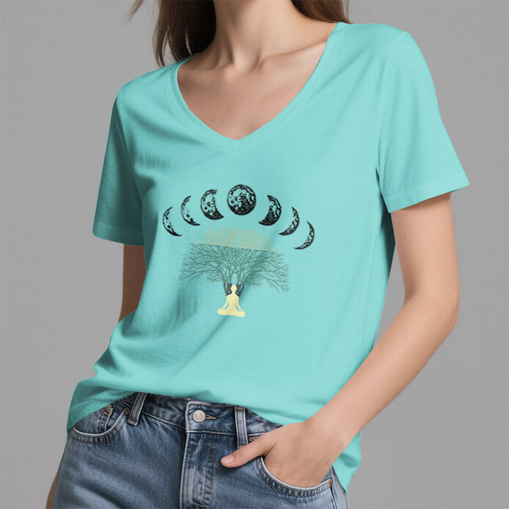 T-shirt Olivenorma Arbre de Vie à col en V pour yoga et méditation - image 14