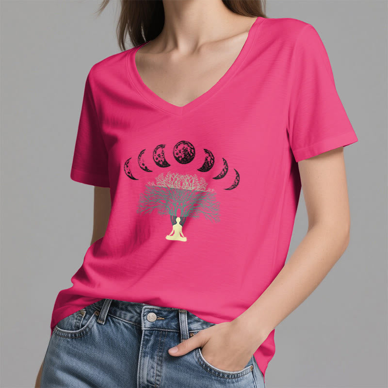 T-shirt de yoga et de méditation Olivenorma Arbre de Vie en coton à col en V - image 26