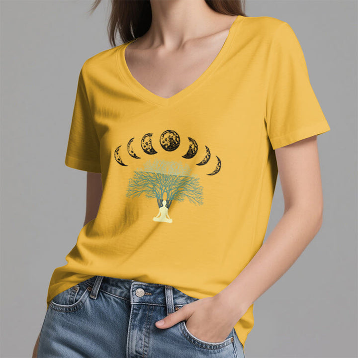 T-shirt Olivenorma Arbre de Vie à col en V pour yoga et méditation - image 24