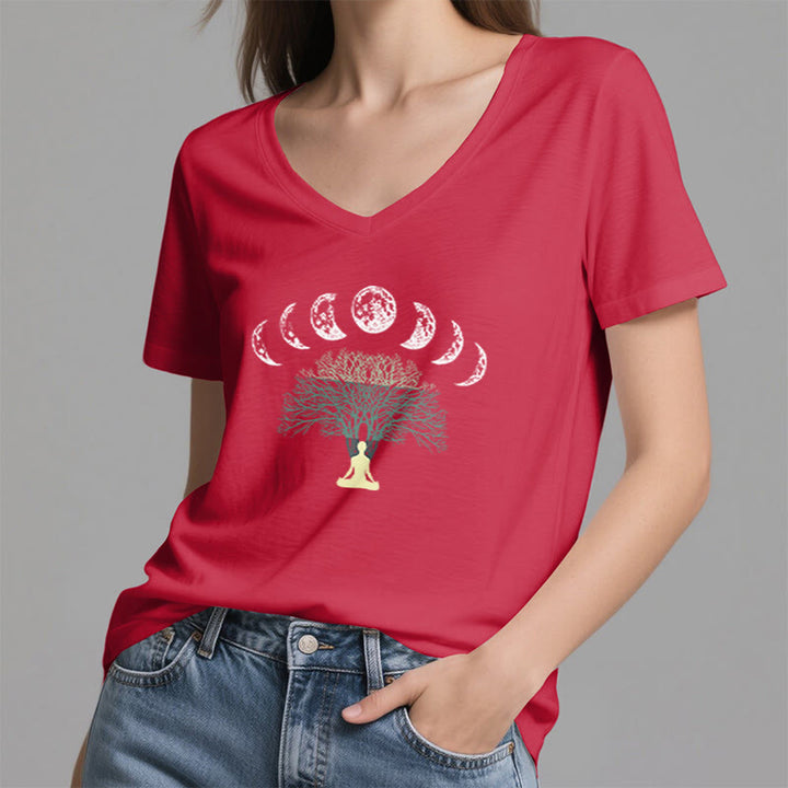 T-shirt Olivenorma Arbre de Vie à col en V pour yoga et méditation - image 22