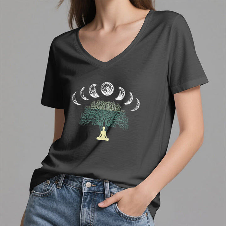 T-shirt Olivenorma Arbre de Vie à col en V pour yoga et méditation - image 8