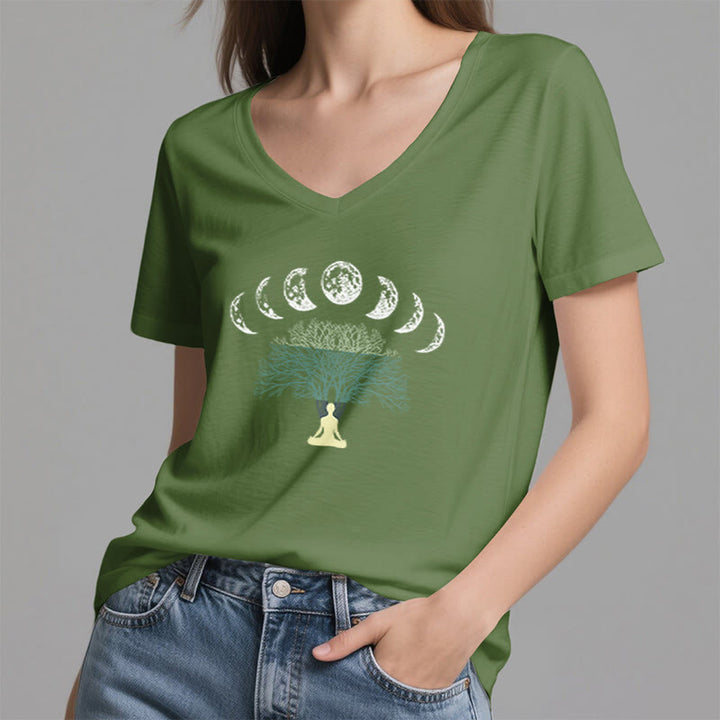 T-shirt Olivenorma Arbre de Vie à col en V pour yoga et méditation - image 20