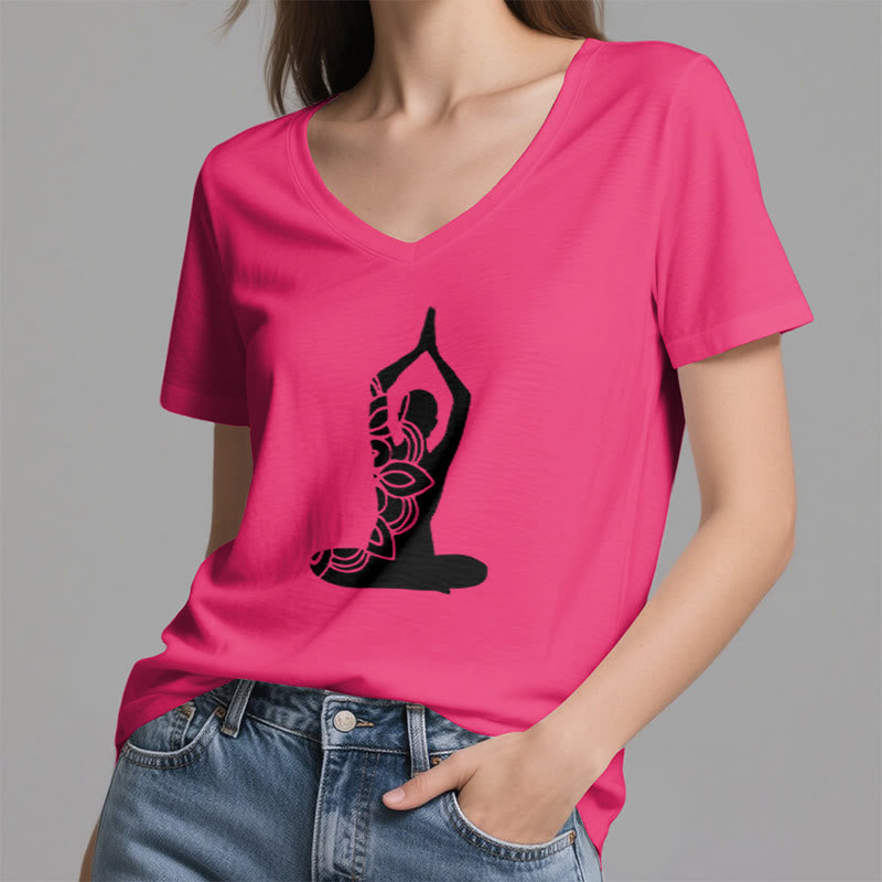 T-shirt de méditation Olivenorma Yoga Pose Mindful Energy à col en V - image 26