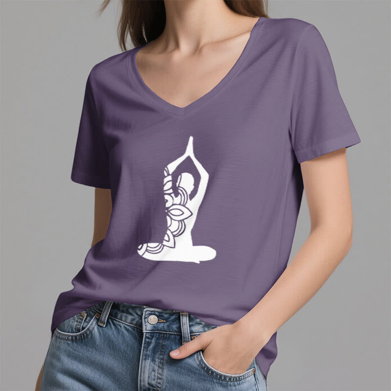 T-shirt de méditation Olivenorma Yoga Pose Mindful Energy à col en V - image 10