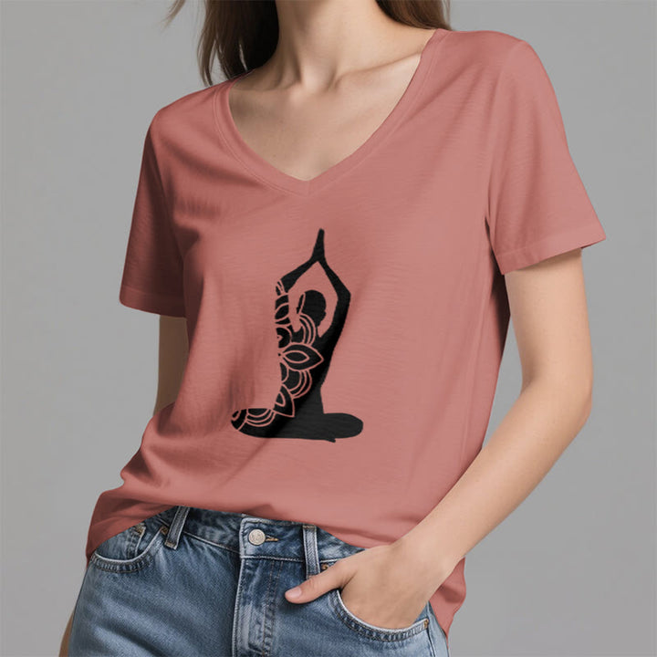 T-shirt de méditation Olivenorma Yoga Pose Mindful Energy à col en V - image 12