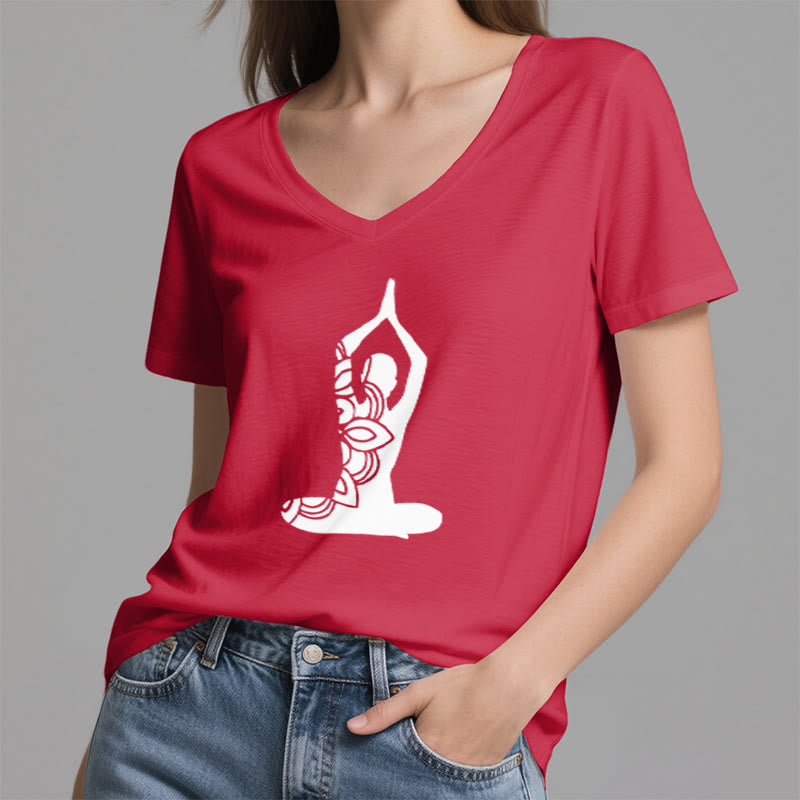 T-shirt de méditation Olivenorma Yoga Pose Mindful Energy à col en V - image 22
