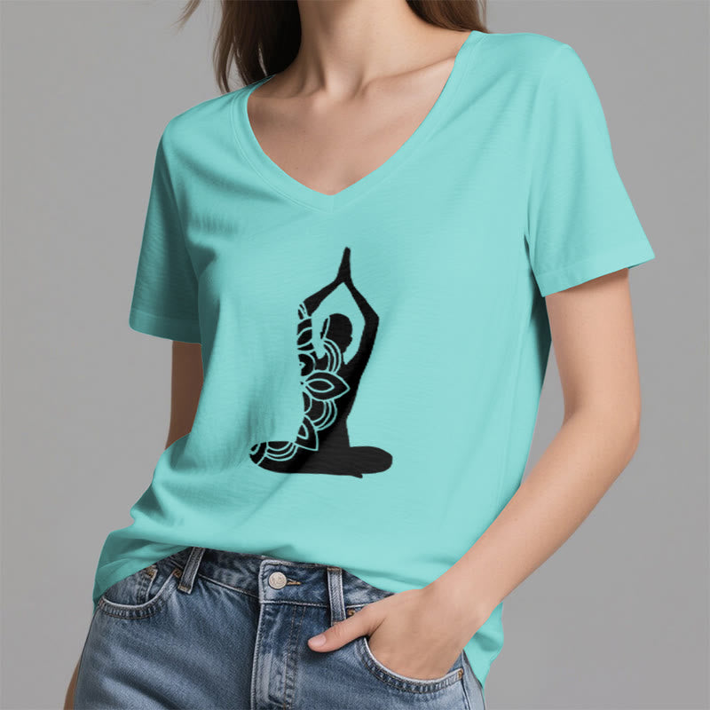T-shirt de méditation Olivenorma Yoga Pose Mindful Energy à col en V - image 16