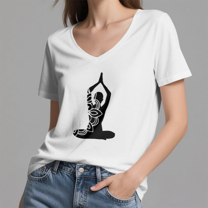 T-shirt de méditation Olivenorma Yoga Pose Mindful Energy à col en V - image 4