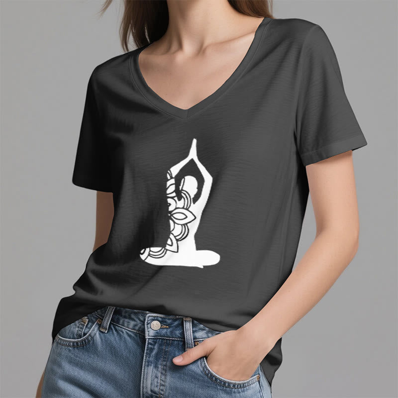 T-shirt de méditation Olivenorma Yoga Pose Mindful Energy à col en V - image 8