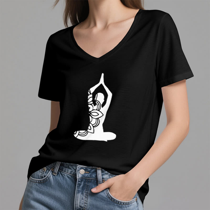 T-shirt de méditation Olivenorma Yoga Pose Mindful Energy à col en V - image 6