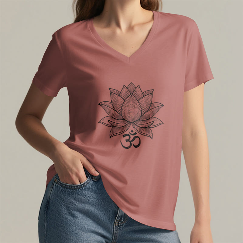 T-shirt de yoga et de méditation Olivenorma Lotus Mindful Power à col en V - image 10