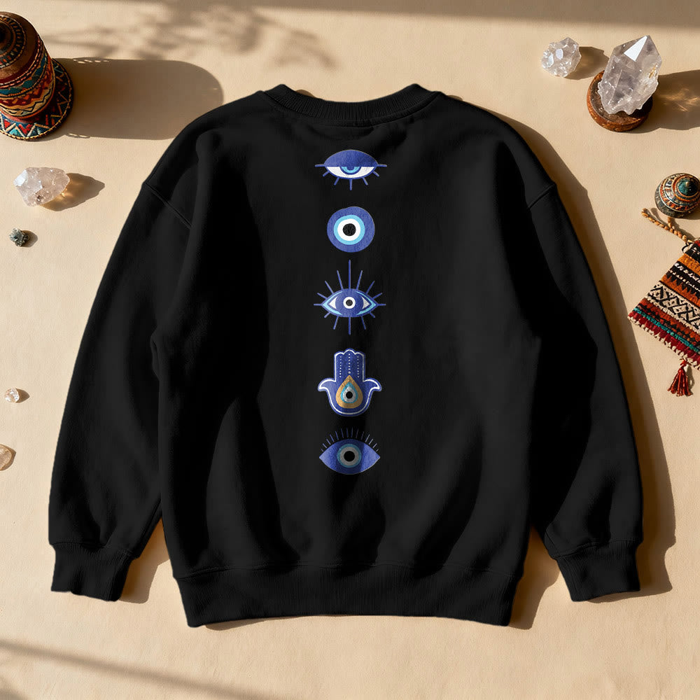 Sweat-shirt Olivenorma élégant imprimé œil maléfique - Noir - 2XL - image 2