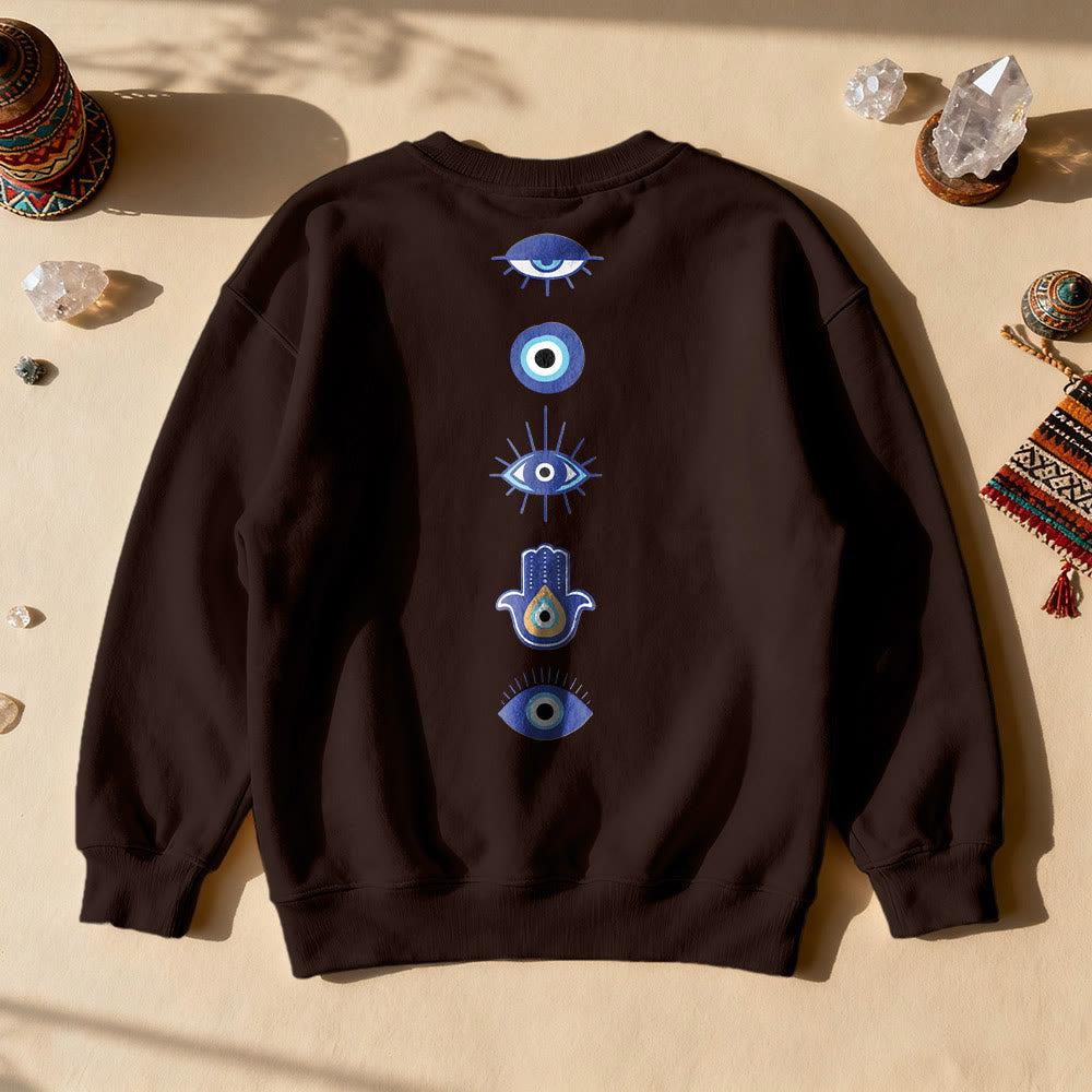 Sweat-shirt Olivenorma élégant imprimé œil maléfique - Brun - 2XL - image 3