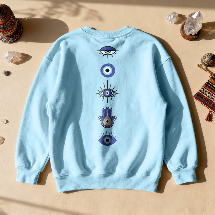 Sweat-shirt Olivenorma élégant imprimé œil maléfique - Bleu - 2XL - image 5