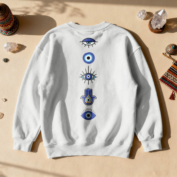 Sweat-shirt Olivenorma élégant imprimé œil maléfique - Blanc - 2XL - image 1