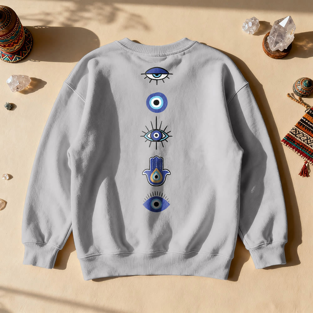 Sweat-shirt Olivenorma élégant imprimé œil maléfique - Gris - 2XL - image 0