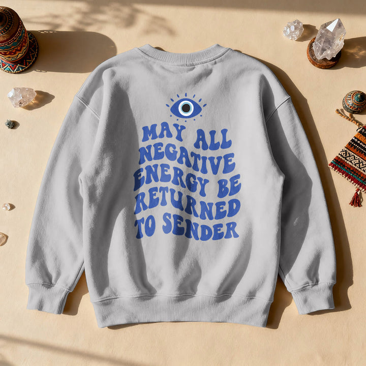 Sweat-shirt tendance Olivenorma avec citation de l'œil de démon - Gris - 2XL - image 8