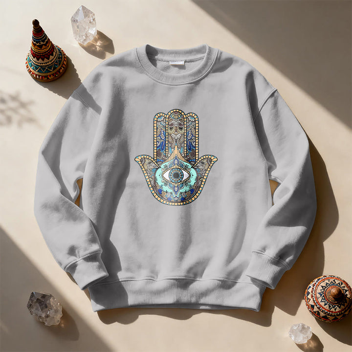 Sweat-shirt Olivenorma Chic Evil Eye Hamsa Hand - Gris - 2XL - image 5