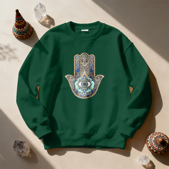 Sweat-shirt Olivenorma Chic Evil Eye Hamsa Hand - Vert - 2XL - image 15
