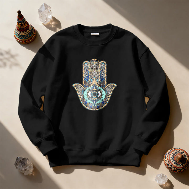 Sweat-shirt Olivenorma Chic Evil Eye Hamsa Hand - Noir - 2XL - image 3