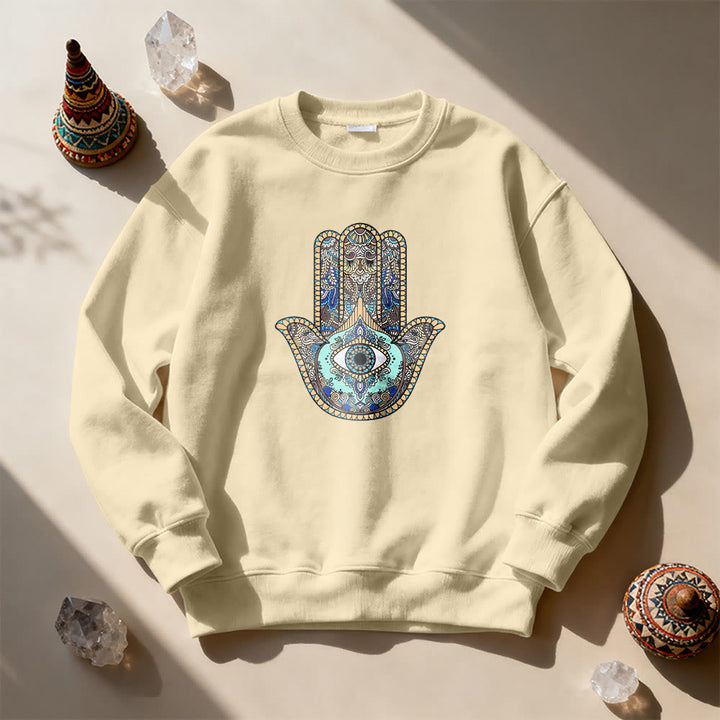 Sweat-shirt Olivenorma Chic Evil Eye Hamsa Hand - Kaki - 2XL - image 9