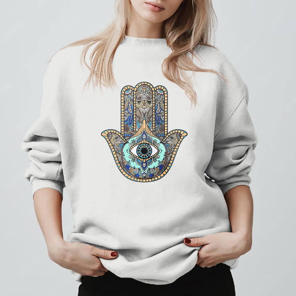 Sweat-shirt Olivenorma Chic Evil Eye Hamsa Hand - image 0