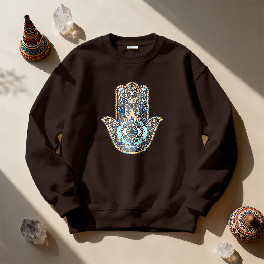Sweat-shirt Olivenorma Chic Evil Eye Hamsa Hand - Brun - 2XL - image 7