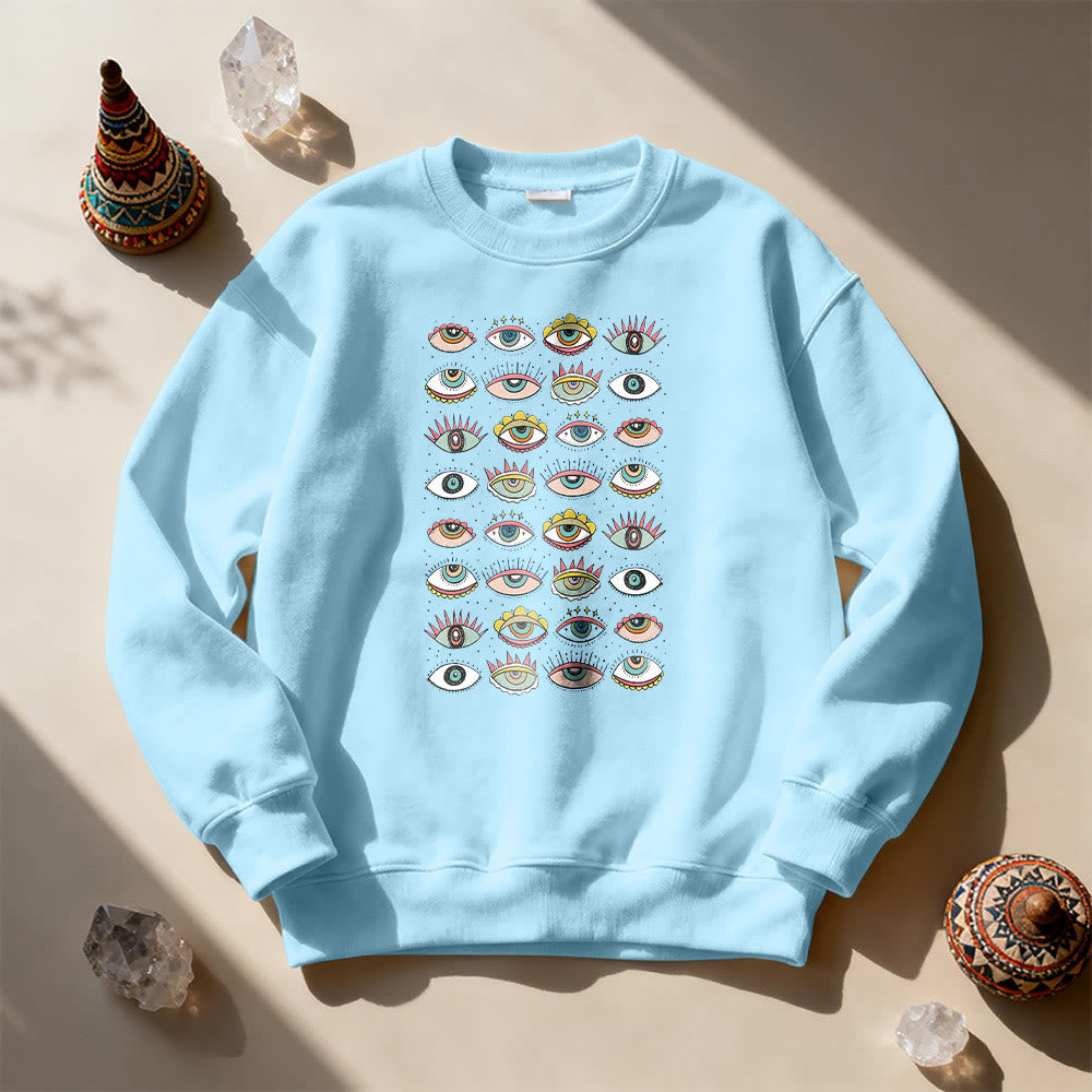 Sweat-shirt Olivenorma à motif œil maléfique multicolore - Bleu - 2XL - image 11
