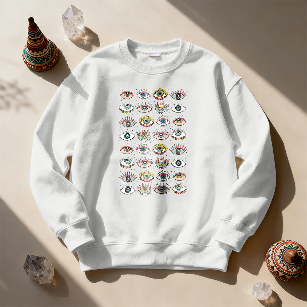 Sweat-shirt Olivenorma à motif œil maléfique multicolore - Blanc - 2XL - image 1