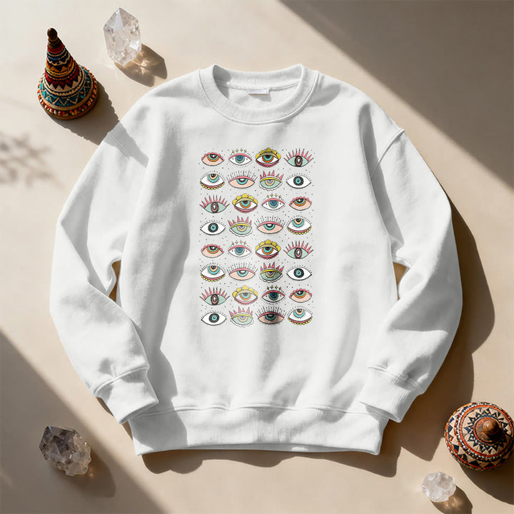 Sweat-shirt Olivenorma à motif œil maléfique multicolore - Blanc - 2XL - image 1