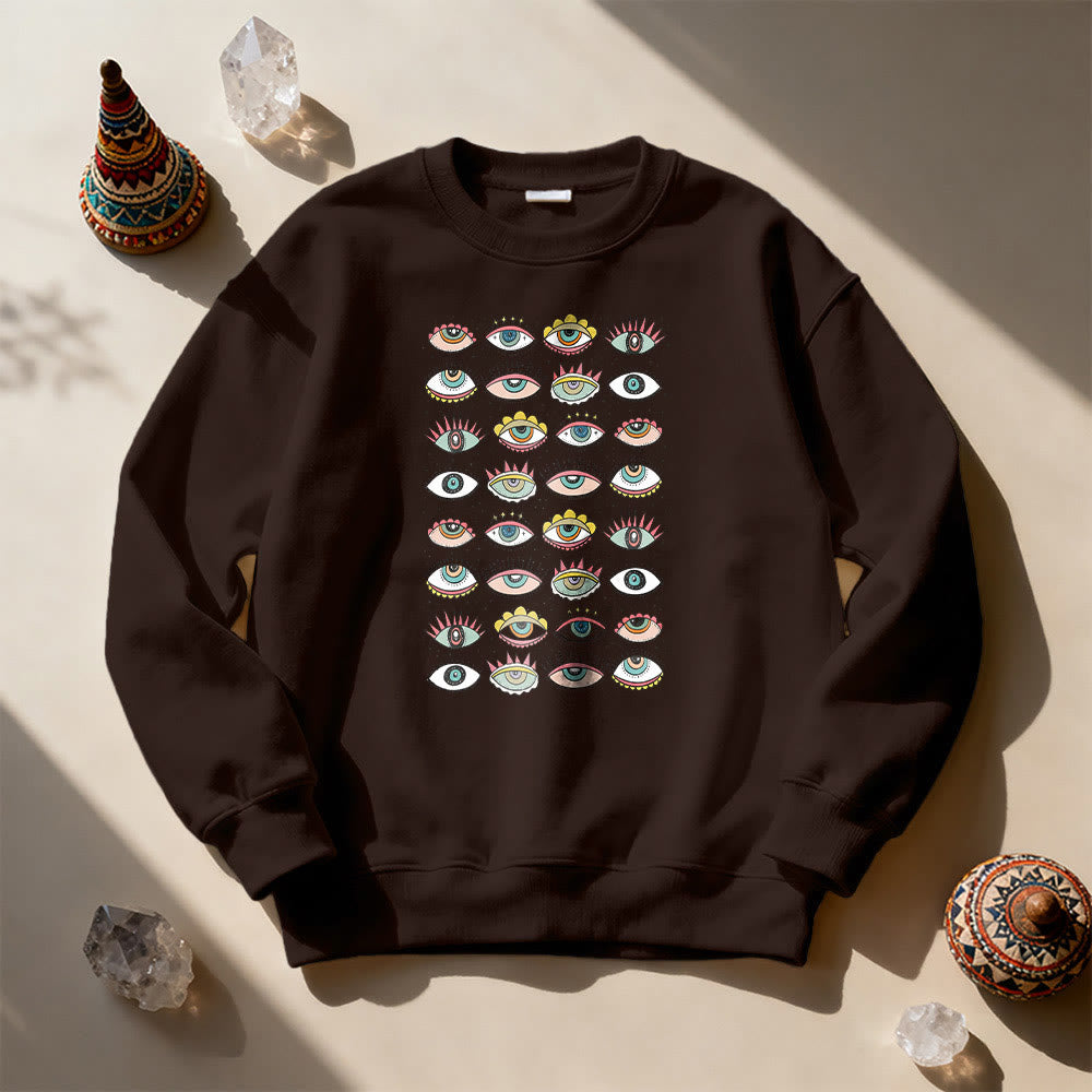 Sweat-shirt Olivenorma à motif œil maléfique multicolore - Brun - 2XL - image 7